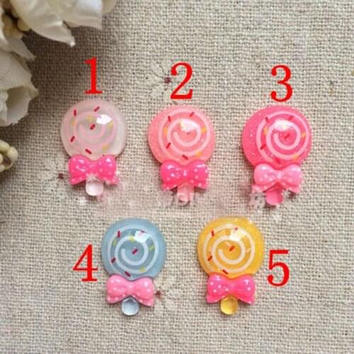 New Arrival 60pcs 20*15mm Mix color Resin Candy Lollipop Jewelry accessories flat back cabochon decor DIY XMAS gift 009005003