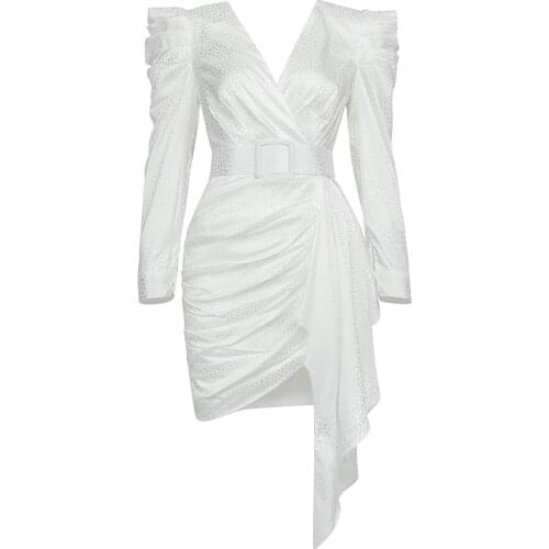 Sexy Women Dress White Long Sleeve Party Club Celebrity New Elegant Fashion Spring Summer Dress Bodycon Clothes