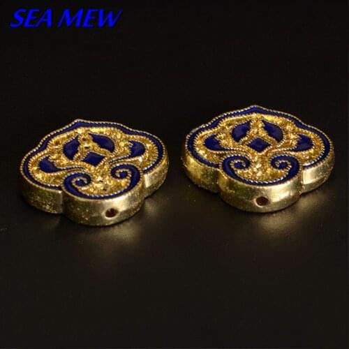 Nepal Handmade Alloy Buddha Beads Flat Spacer Beads Drops Of Glaze Hole Beads 20mm*17mm For Jewelry Making 10 pcs 659bz