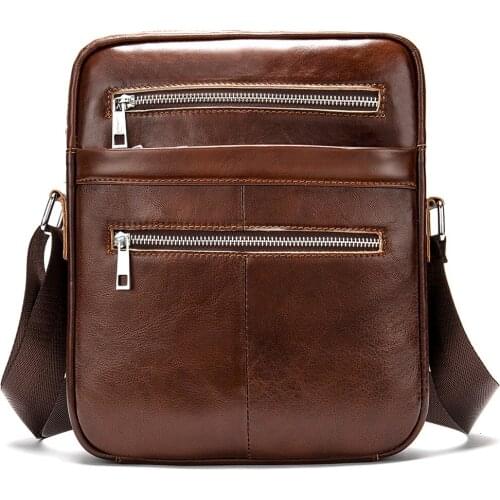 2019 New Luxury Mens Handbags 100% Cow Genuine Leather Male Shoulder Bag Real Natural Leather Crossbody Bag Messenger Bags