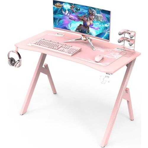 Pink Computer Desk Table ergonomic Gaming Desk with Headphone Hook Cup Holder Free Mouse Pad Girl Office Desks for Home