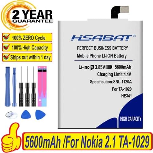 Top Brand 100% New 5600mAh HE341 Battery for Nokia 2.1 TA-1029 TA-1080 Batteries + free gfit
