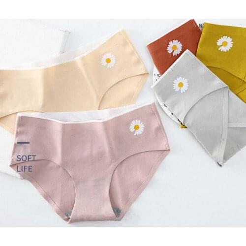 Wasteheart New Women Fashion Cotton Mid Waist Panties Underwear Lingerie Seamless One-Piece Briefs Underpants M L XL Plus Size