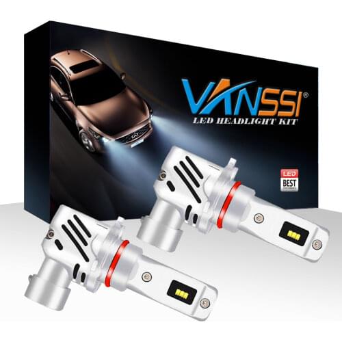 VANSSI HB3 9005 LED Bulbs, Windless Direct Insertion 6000lm 6000k White HB4 9006 LED Headlights Bulbs All in One Conversion Kit