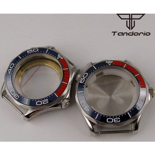 Fit for NH35A NH36A miyota 8215 Movement 41mm Sapphire Glass Rotating Ceramic insert Bezel Watch Case Solid/seeing case Back