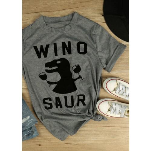 WINOSAUR WINE T-SHIRT Funny dargon 90s women fashion shirt graphic tees unisex quote grunge aesthetic kawaii tumblr cotton shirt
