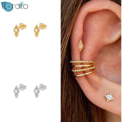 925 Silver Ear Needle Simplicity Crystal Stud Earrings Female Tiny Earrings for Women Gold Color CZ Earrings Fashion Jewelry
