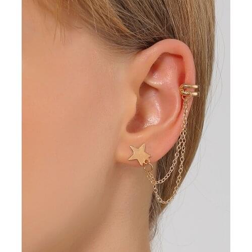 Simple Trendy Star Clip Earrings For Women 2021 Fake Piercing Puck Earring Street Jewelry bijoux femme