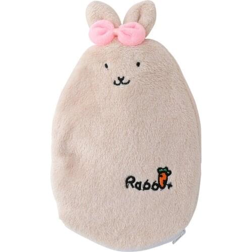 1Pcs Cute Cartoon Plush Rabbit Flannel Water-Filling Hot Water Bottles Mini PVC Removable Washable Office Worker Warming Product
