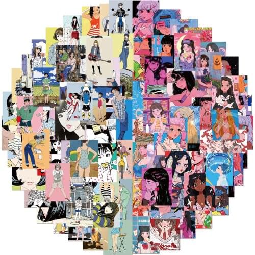 50/100Pcs/Set Cartoon Girl Illustration Graffiti Stickers Classic Retro Anime Decal For DIY Stationery Laptop Bicycle Guitar
