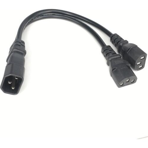 100pcs 1 C14 to 2 C13 Splitter Cable 1 to 2 Way Male to Female Cable Power Extension Cable PDU UPS PC Computer Monitor Cord