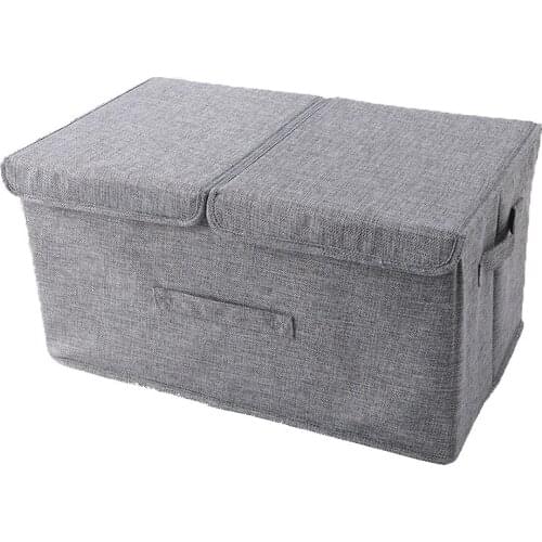 2PCS / LOT Cotton Linen Double Cover Storage Box Washable Folding Clothes Toys Organizer Box Bedroom Storage