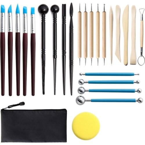 25pc Polymer Clay Tools Clay Sculpting Kit Sculpt Smoothing Wax Carving Pottery Ceramic Shapers Modeling Carved Tool Perfect
