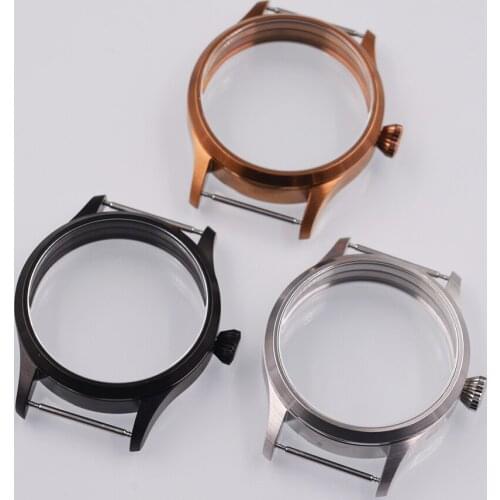 42mm Sapphire Glass Watch Case FIT ETA 6497 6498 ST3600 3620 movement Solid steel Watch Case