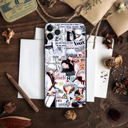 Sakata Gintoki Gintama Anime Phone Case For IPhone 11 12 Mini Pro XS Max 6s X XR 6 7 8 Plus SE Soft TPU Glass Cover