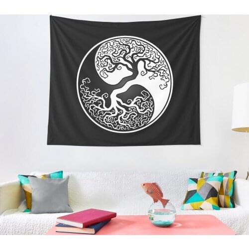 White and Black Tree of Life Tapestry Home Decoration Wall Blanket Tapestry Bedroom Wall Hanging Yoga Mat