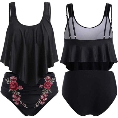 #Z35 High Waist Ruffled Bikini Set Women Swimwear Bikini Push Up Padded Plus Size Overlay Print Bikinis 2020 Mujer Swimsuit