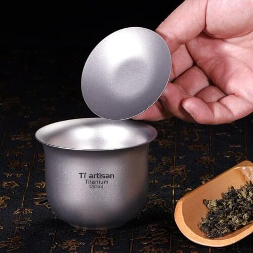 Pure titanium covered bowl with double heat insulation Kung Fu tea set and tea cup titanium bowl