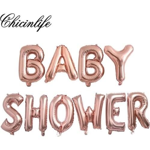 Chicinlife 10Pcs Rose Gold Baby Shower Letter Balloons Boy/Girl happy birthday party decoration Supplies