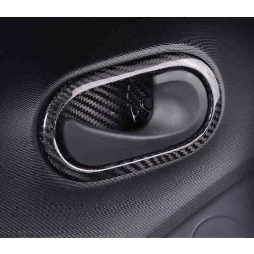 For Mercedes New Smart 453 Fortwo Forfour Carbon Fiber Car Door Inner Handle Decorative Frame Interior Decoration Accessories