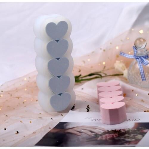 3D Five-link Love Mold Aromatherapy Candle Mold Silicone Mold Baking Mold Love Shape Fondant Mould Resin Molds Molds Silicone