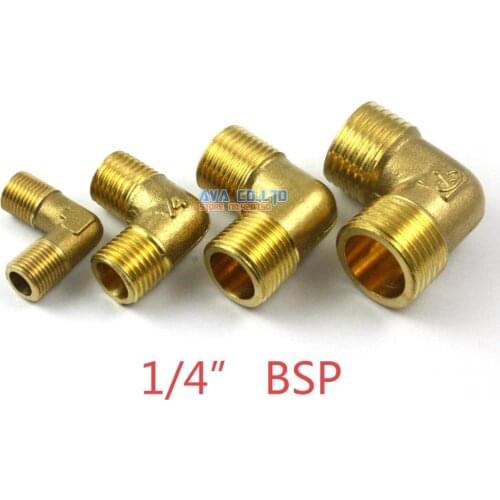 10 Pieces Brass 1/4" BSP Male Elbow Pipe Fitting Fuel Air Gas Water Hose Connector Coupler
