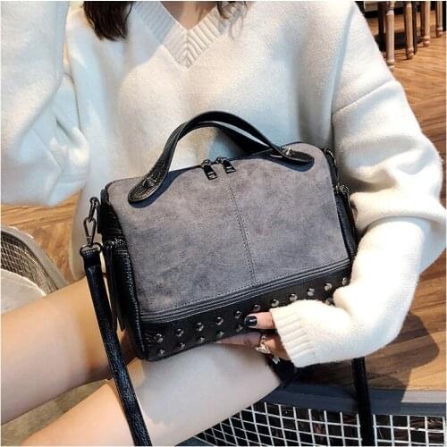 Fashion Grote Kwaliteit Leer Vrouwelijke Crossbody Tas Nieuwe Vrouwen Top-Handvat Zakken Met Klinknagels Vintage Motorfie