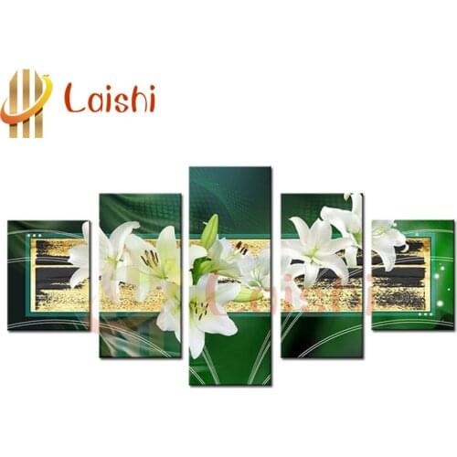 5pcs diy diamond embroidery White magnolia flower sale diamond painting full square round drill mosaic art pattern home decor