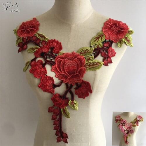 New arrive Flower Collar Embroidery Fabric Sewing Applique Lace Neckline DIY Decorative Craft Supplies Clothing Accessories