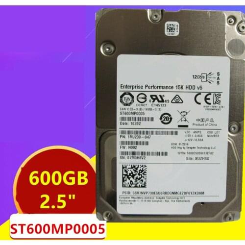 New HDD For Seagate/Dell Brand 600GB 2.5" 15K SAS 12 Gb/s 128MB 15000RPM For Internal Hard Disk For Server HDD For ST600MP0005