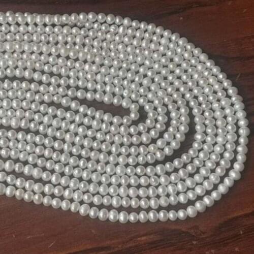Wholesale 20strands pearls 5mm near round white fresh water pearl oval loose strings #498