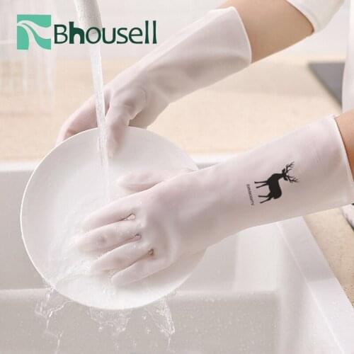 Waterproof Rubber Dishwashing Gloves PVC Translucent Rubber Kitchen Bathroom Durable Cleaning Tool Gloves Kitchen Accessories