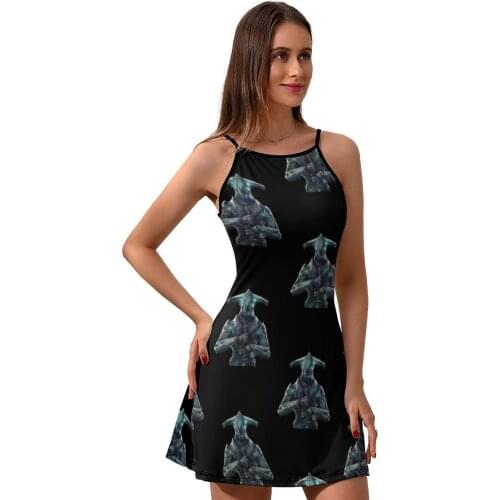 Warframe Dress Suspender Patterns Date Dresses Fashion Girl Spandex Modern One-Piece Dress