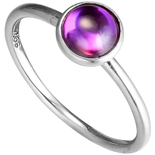 Poetic Droplet Rings 100% 925 Sterling Silver Jewelry with Purple CZ Free Shipping