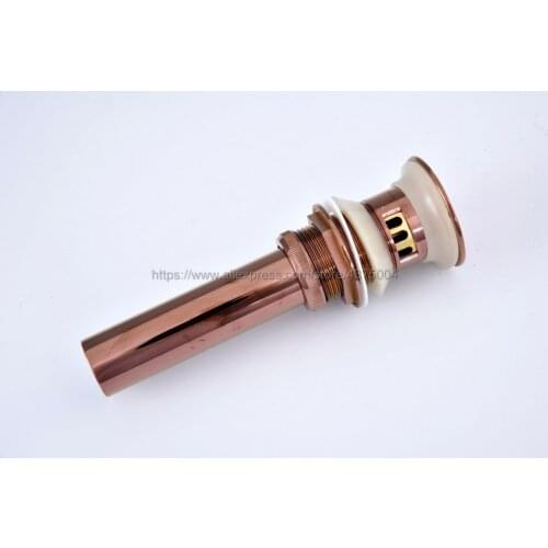 Rose Gold Color Drain Bath Basin Overflow Hole Sink Tap Push Button Pop up Waste Plug Slotted Kitchen Sinks Drains Nsd077