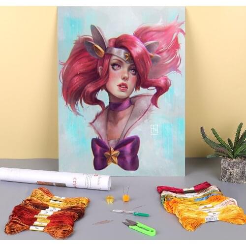 Cartoon Girl Woman Printed 11CT Cross-Stitch DIY Embroidery Complete Kit DMC Threads Hobby Handicraft Sewing Painting Gift