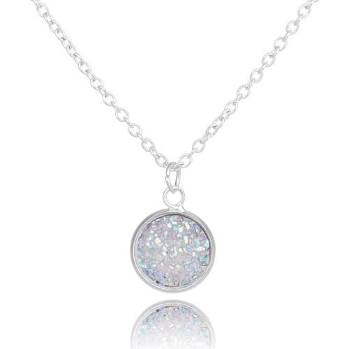 Seanlov 12mm Pendant & Necklace Silver Color Long Chain Pink Blue Crystal Round Pendant Necklaces For Women 2019 New Fashion