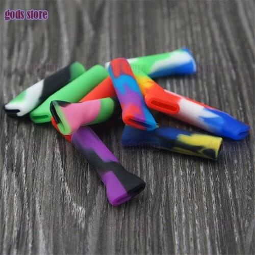 100 PCS Color Random Smoking Silicone Reusable Filter Tips Flat /Round Mouth Tips Silicone Cigarette Holder Mouth Tips Wholesale
