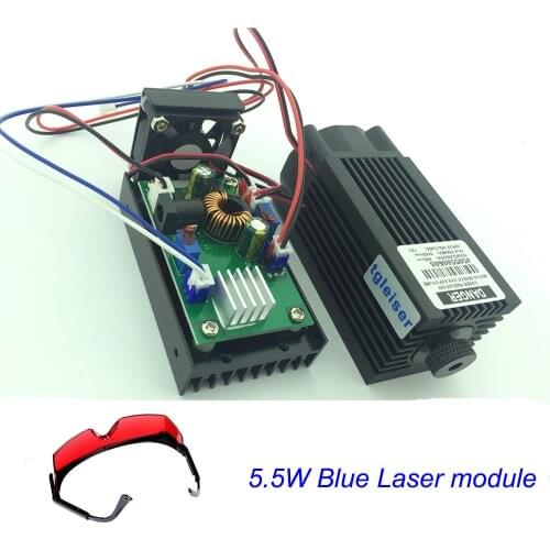 High Power Blue Laser Module,5.5W 450nm Engraving Machine cutting wood TTL Laser Lighting DIY 5500mw