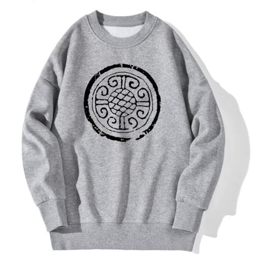 Copper Coin Print Sweatshirt For Mens Long Sleeve Fleece Hoody Fashion Tops Standard Pullovers Retro Autumn Sudaderas Masculino