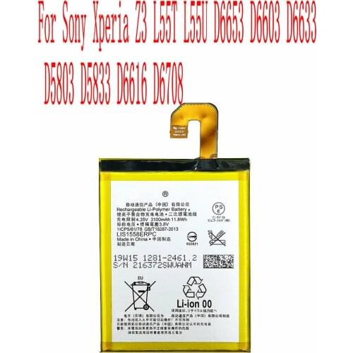 High Quality 3100mAh LIS1558ERPC Battery For Sony Xperia Z3 L55T L55U D6653 D6603 D6633 D5803 D5833 D6616 D6708 Cell Phone