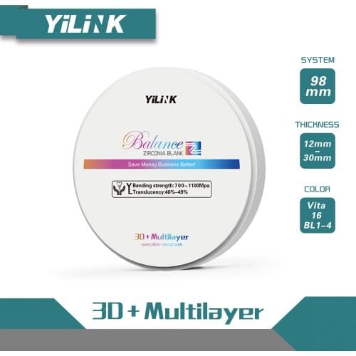 Dental zirconia MULTILAYER blocks MULTI-MIX 12mm 14mm 16mm dental blocks for Amann VHF wieland Roland zircon zahn CAD CAM