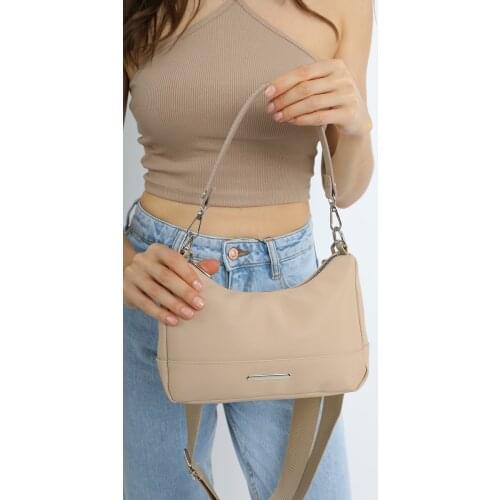 Womens Hand Bags Mink White Black Color Soft Baguette Adjustable 2 Pendant Stylish And Convenient Design