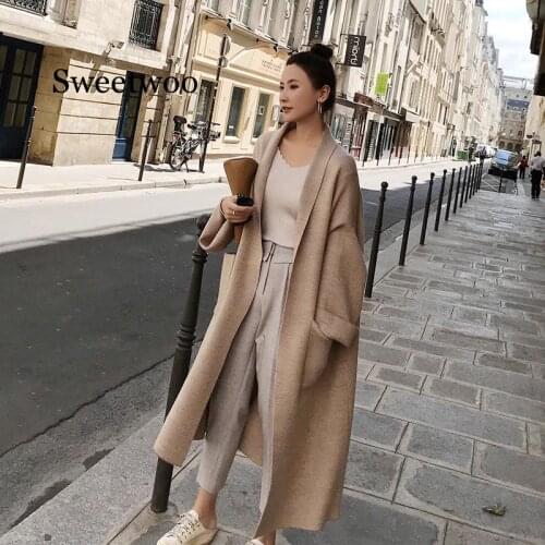 Winter Elegant Coats Loose knit Cardigan Woolen Sweater Oversized Extra Soft High-end Cardigan Knitting Coat for Women