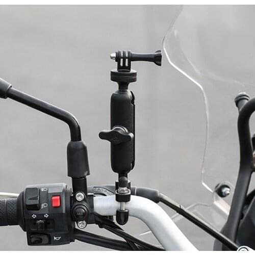 1 Piece Black Camera Holder Handlebar Motorcycle Bike Mirror Mount Bracket For Go-Pro/So-ny Aluminum Alloy + ABS Stable