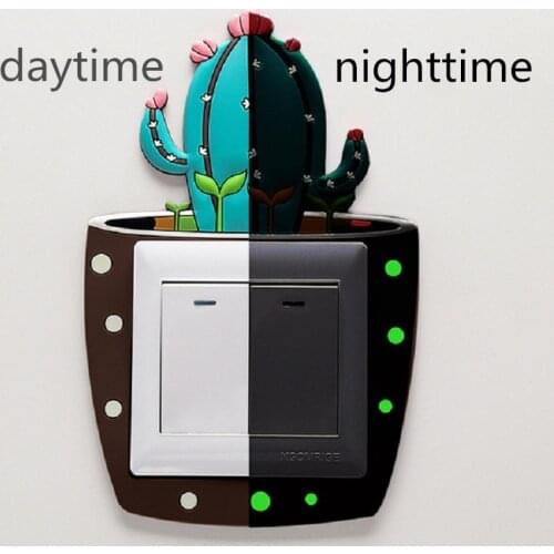 1pc cartoon luminous switch sticker wall DIY decoration fluorescent luminous home decoration switch protective cover in the dark