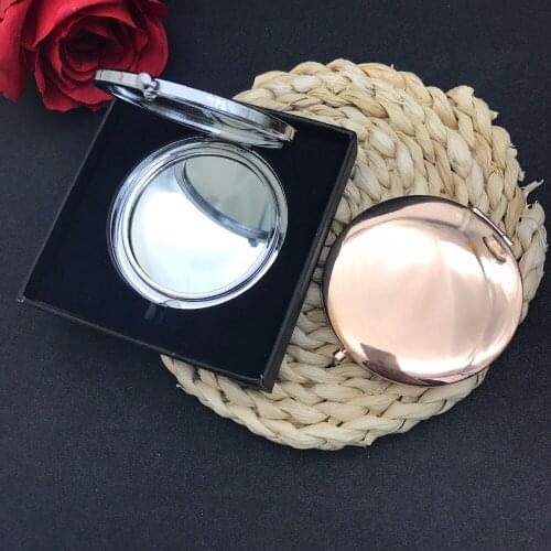 100pcs fashion sliver Plate of pocket mirror ,Personalized engraved logo is available , gift box packing