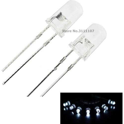 200PCS/Lot 5mm Round White LED Diode Super Bright Water Clear LED Light Lamp White color