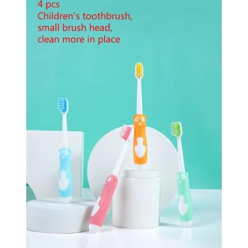 4pcsNew cartoon childrens toothbrush with antibacterial wire single pack 2-5 year old big belly bear soft toothbrush Soft small