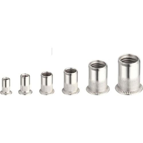 50pcs/lot Stainless steel through hole countersunk head rivet nut round riveted nuts with knurling M3*9 M4*10 M5*12 M6*14